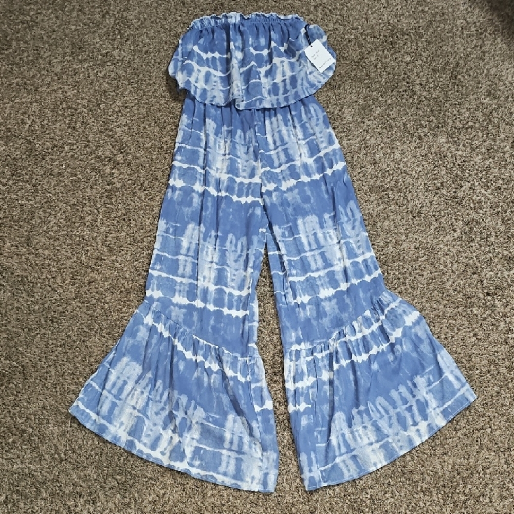 Womens NWTS TIE DYE romper Jumpsuit Sz Small! Wide Leg, Gorgeous